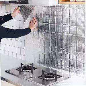 주방 가스레인지 벽면 보호 알루미늄 방수 방유 시트지 60x500cm 셀프