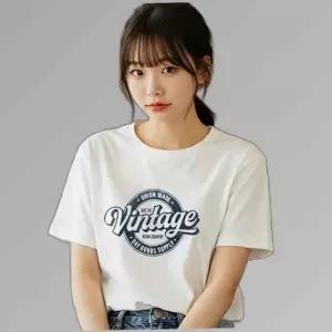 여성 반팔 면 티셔츠 레터링 여름 티 기본 흰 프린팅