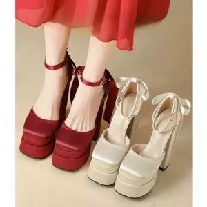 웨딩슈즈 15cm 하이힐 촬영 본식 연극 셀프 발편한 드레스 높은굽 버클