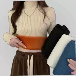 여자 골지 기모 목 터틀넥 슬림 이너 티 폴라 티셔츠