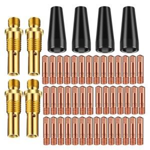 ABRE-50PCS 플럭스 코어 가스리스 노즐 팁 키트 KP1939-1 0.030인치 및 접촉 가스 디퓨저 미그 용접건 액세