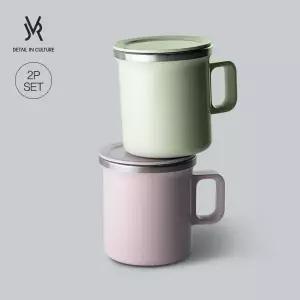 JVR 캠핑 사무실 홈카페 모노 스텐 뚜껑 덮개 머그컵 360ml X2 MNS