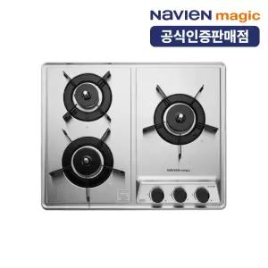 [나비엔 매직] 3구 빌트인 가스레인지 쿡탑 550장용 전원타입 LNG용 GRB-4003NA