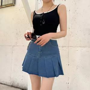 봉봉 청 데일리 러블리 슬림 베이직 여름 치마 숏 플리츠 주름 미니스커트 나들이 캐주얼