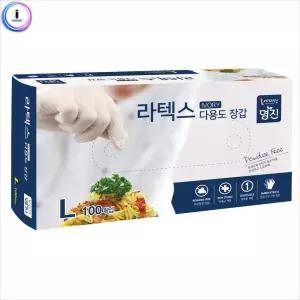 남성 요리 요리사 밀착 맨손같은 라텍스장갑 L100매 백색 과학실 염색 사용편한