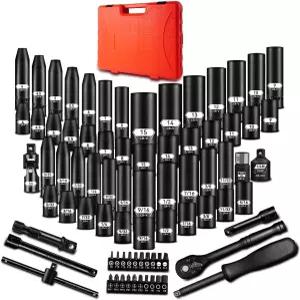 pgroup 14인치 드라이브 임팩트 소켓 세트 79 PCS 표준 SAE532916인치 및 미터법415mm 크기 6 포인트 딥 앤