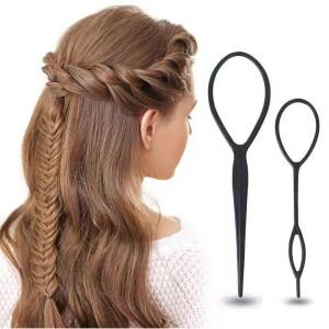 1set(2pcs) 포니 테일 플라스틱 루프 스타일링 도구  매직 헤어 트위스트 클립 Braider 블랙 롤빵 메이커