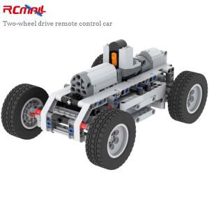 MOC 이륜 구동 RC 자동차 차체 블록 모델 모터 파워 기계 그룹 제작 키트