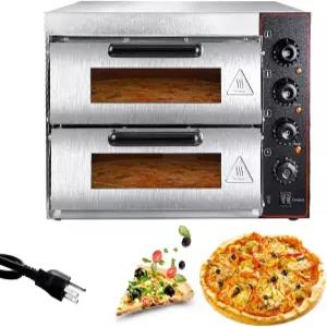 시카 상업용 피자 오븐 16인치 더블 데크 3000W 110V 전기 다용도 토스터 베이킹 브로일러 40L 용량