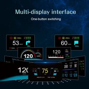 OBD2+GPS HUD C1 내비게이션 차량용 헤드업 디스플레이 AI 과속 경고 컴퓨터 지도 위성 수온 연료 소비 데
