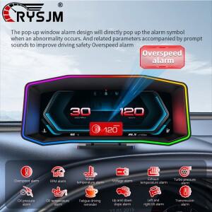P4 OBD GPS 자동차 헤드업 디스플레이 다기능 스마트 호환 HUD 6.2인치 LCD 화면 시스템 속도 터빈 가속도