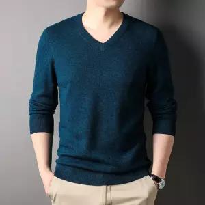 남성니트 봄가을 울 스웨터 솔리드 브이넥 퓨어 이너 상의 심쿵해외구매