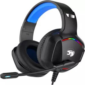 PC용 마이크가 있는 게이밍 헤드셋 Xbox One 시리즈 X/s PS4 스위치 스테레오 유선 노이즈 캔슬링 오버이어