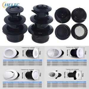 블랙 4가지 모양 75/100/125mm 원형 덕트 환기 커버 에어벤트 배출 밸브 그릴 공기 순환 벤트