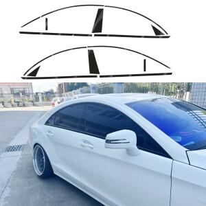 메르세데스 벤츠 호환 CLS W218 2012- 윈도우 용 크롬 딜리트 블랙아웃 오버레이 글로시 블랙 스티커