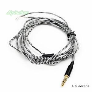 [호환품]3.5mm 3극 잭 DIY 이어폰 케이블 헤드폰 수리 교체 와이어 패브릭 브레이드 코드 약 1.5m
