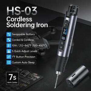 FNIRSI HS-03 무선 납땜인두 10W 충전식 휴대용 100-450 ℃ 조절 가능 전문가용 납땜 키트