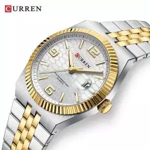CURREN 8498 야광 쿼츠 시계 남성용 캘린더 방수 라운드 디지털 다이얼 비즈니스