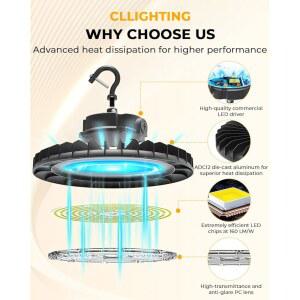 클라이팅 UFO LED 라이트 포함 보증 전원 업그레이드된 6팩, 하이베이 5년 150W