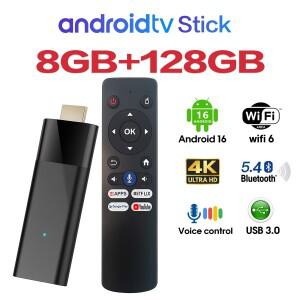 4K 안드로이드 16 TV 스틱 스마트 호환 동글 WiFi HDMI 스트리밍 미디어 플레이어 (음성 리모컨 지원 넷플
