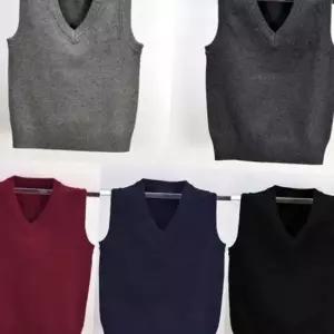 키즈 단색 브이넥 니트 조끼(5color) 교복 학생복