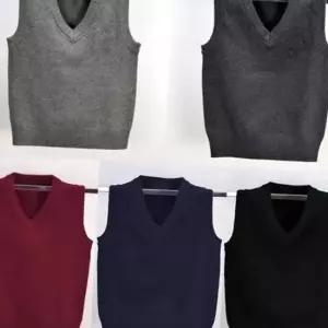 키즈 단색 브이넥 니트 조끼(5color) 교복 학생복