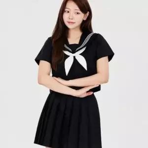 블랙 마린셔츠 플리츠치마 세라복 세트(반팔) 교복 학