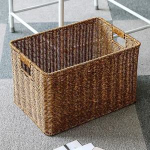 라탄 짜임 사각 바구니 ( 44x30cm ) 인테리어 바스켓 트레이 피크닉 정리함 보관함 손잡이 소품 수납함