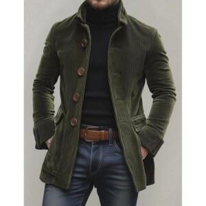 맨리셔츠 남성 빈티지 겨울 싱글 숏 캐주 슬림 칼라, 가슴 재킷에 스탠드 코듀로이 코트,