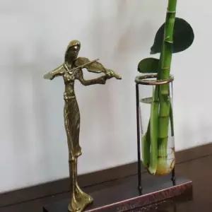 인테리어소품 바이올린 황동 수공예 시험관 장식품 유리 꽃 화병