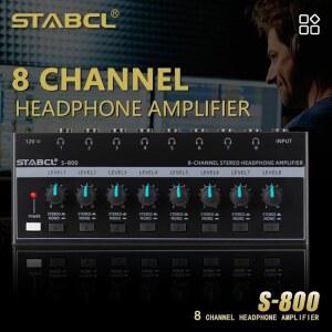 STABCL 헤드폰 앰프 8채널, 스테레오 앰프(9개 포함) 스튜디오 스플리터, 메탈 포터블 6.35MM~3.5MM 믹서(녹음 스테레오가 포함된 및 모노 잭, 스튜디오용)