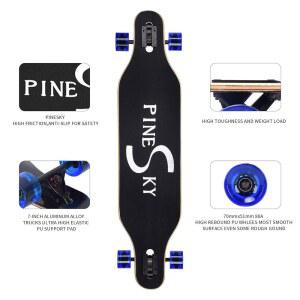 PINESKY 41인치 롱보드 스케이트보드 8 플라이 내추럴 메이플 컴플리트 스케이트보드 크루저, 크루즈, 조각, 프리스타일, T-툴 포함 다운힐