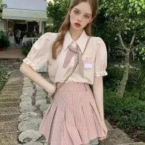 러블리핑크 스트라이프 여자 반팔 세라복 교복세트