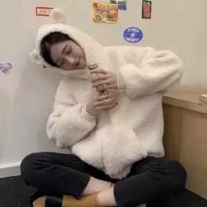 쿨샵 여성 양털 후리스자켓 곰돌이 후드 자켓 3색 IId91fXJ