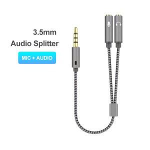 Y젠더 헤드셋 SPLITTER 오디오 마이크 스테레오 헤드폰 3 잭 케이블, 게이밍 SPLITTER, 5MM, 5MM ONE용, 헤드셋, 4 극 Y ,PC