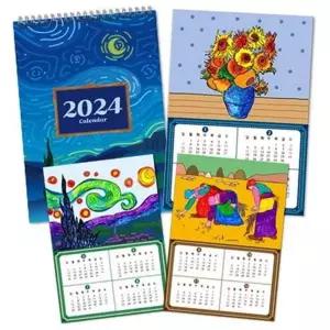 [셀러에이드]그리기 만들기 사무용 컬러링 달력 DIY 2024년 명화 학습용달력