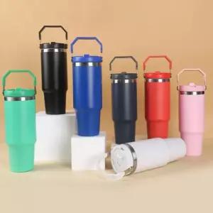 [304 스텐 고급 소재]핸들 텀블러 이중진공 보온 보냉 스텐텀블러 인쇄가능 900ml 스텐텀블러