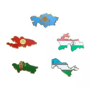 아트박스/로고마크 중앙아시아 5개국 지도 뱃지 컬렉션