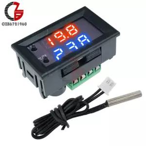 DC 12V LED 디지털 온도 조절기 섭씨 화씨 듀얼 모드 디스플레이 컨트롤러 W1209 RedBlue