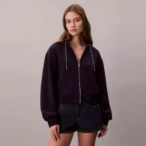 캘빈클라인 진 CALVIN KLEIN JEANS 여성 릴렉스 크롭 집업 후디 스?셔츠47F236G
