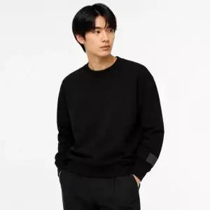 아미 남성 로고 패치 블랙 맨투맨 USW017 740 001