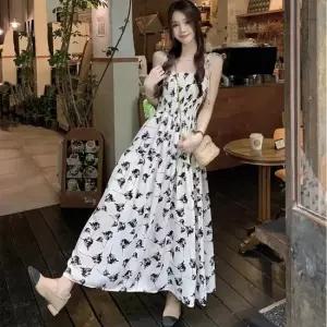 플라워 끈나시 밴딩 원피스 LL-1001543 33110613)