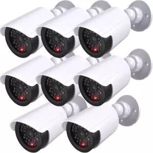 WALI 더미 가짜 카메라 감시 CCTV 돔 실내 실외 LED 조명 개 경고 스티커 TCW2 2팩 흰색