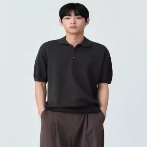 무신사 스탠다드 워셔블 수피마 코튼 니티드 폴로 셔츠 다크 그레이 1742758