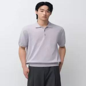 무신사 스탠다드 워셔블 수피마 코튼 니티드 폴로 셔츠 퍼플 그레이 3451503