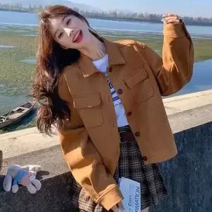 엘럽 여성용 빈티지 캐주얼 메일라드 점퍼 쇼트 봄가을 코트 상의 무스탕 재킷 테일러드 원템3