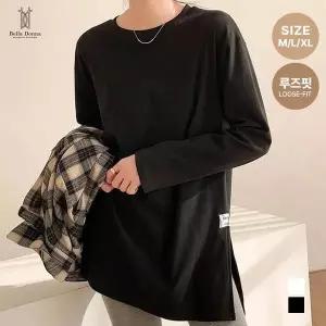 [하프클럽/]벨라도나 간절기 여성 루즈핏 긴팔티셔츠 오버핏 옆절개포인트