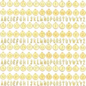 바이인진 208pcs 글자 매력 원형 펜던트 A-Z 이니셜 메탈