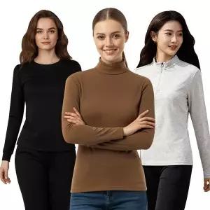 [하프클럽/]겨울 땡처리찬스 여성 두툼한 기모 목폴라티셔츠/집업티/라운드