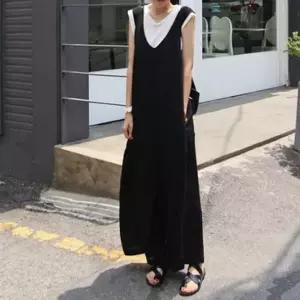 여성 데일리 U넥 포켓 점프수트 와이드 빅사이즈 팬츠 (WC23E73)
